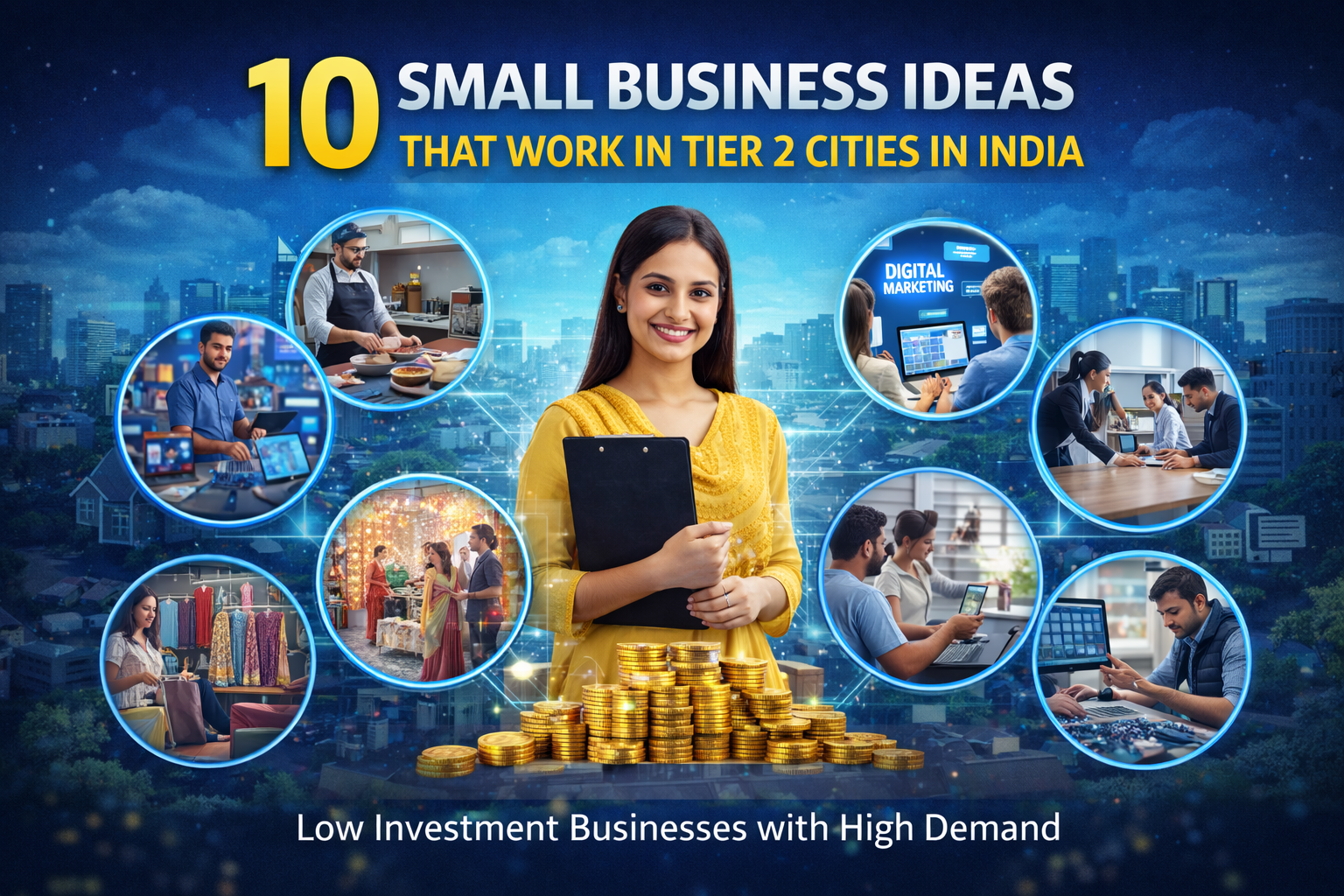 Discover 10 profitable small business ideas perfect for Tier 2 cities in India. Low investment opportunities with high demand and growth potential.