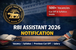 RBI Assistant Notification 2026 is out. Check vacancy estimate, detailed syllabus, previous year cut off and full exam pattern before applying. Complete guide here.