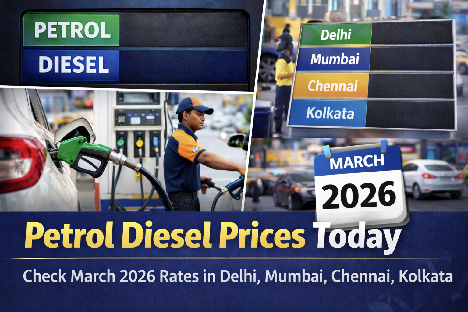 Petrol and diesel latest prices announced for March 10 in major Indian cities