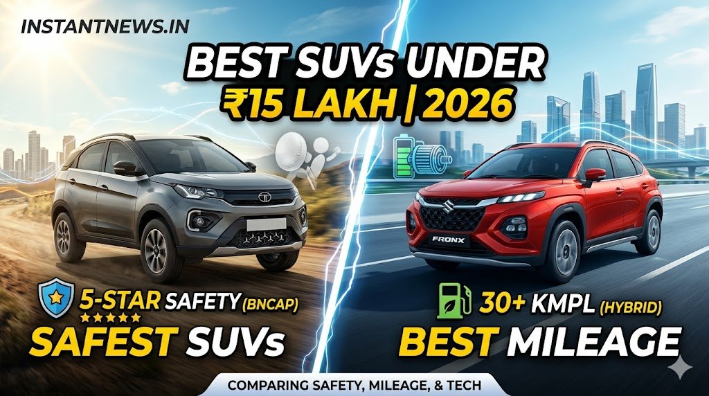 Best SUVs Under 15 Lakh in India 2026: Mileage, Safety & Features