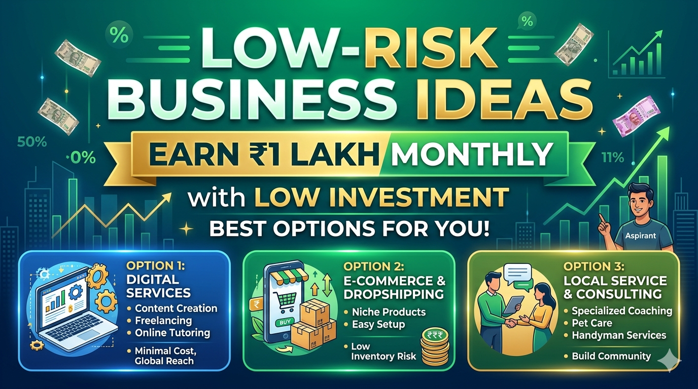 Low-Risk Business Ideas to Earn ₹1 Lakh Monthly with low Investment – Best OPTIONS for YOU
